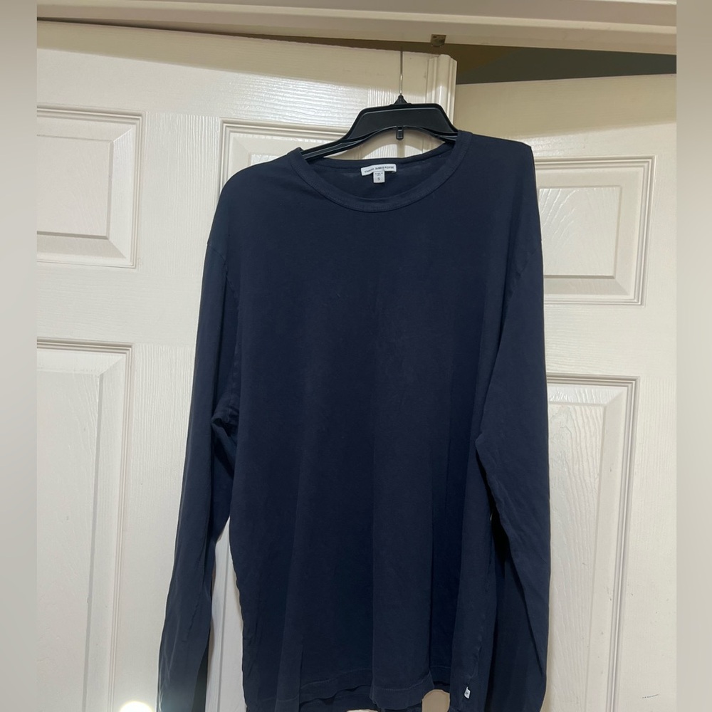 James‎ Perse NavyBlue Long Sleeve Crew Neck Shirt MEN SZ 5/XXL FLAWED READ BELOW
